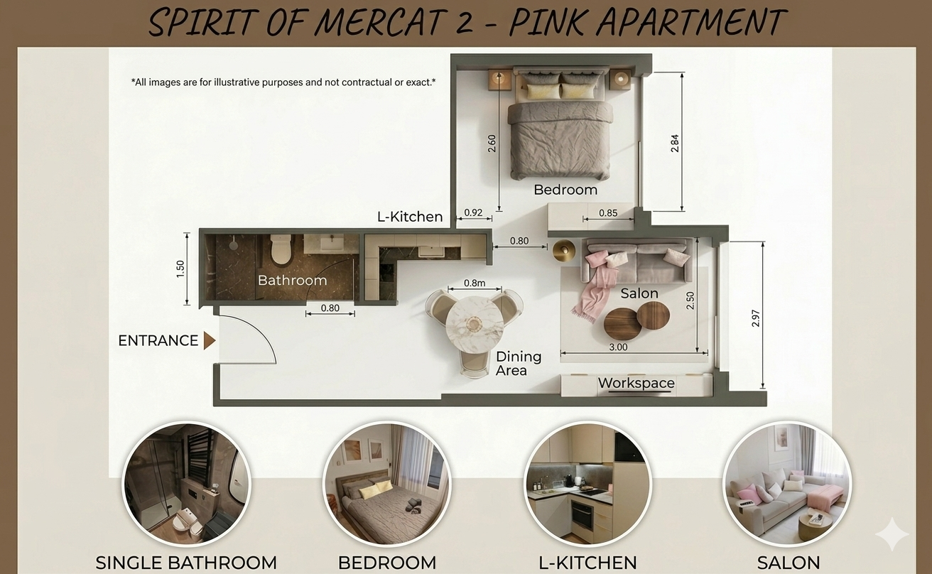 Architectural floor plan of Pink Apartment Valencia