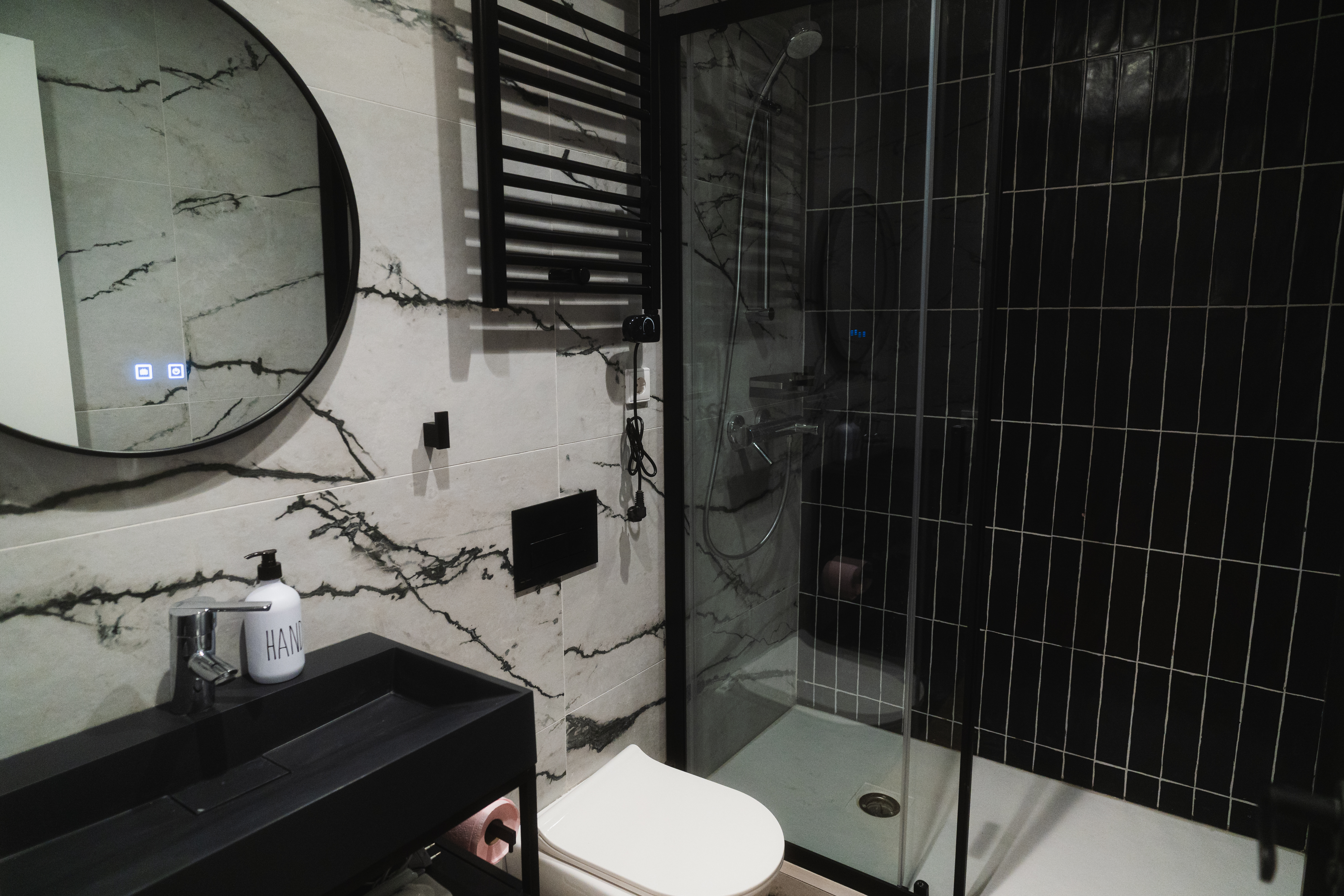 Spacious open layout of the industrial loft studio apartment